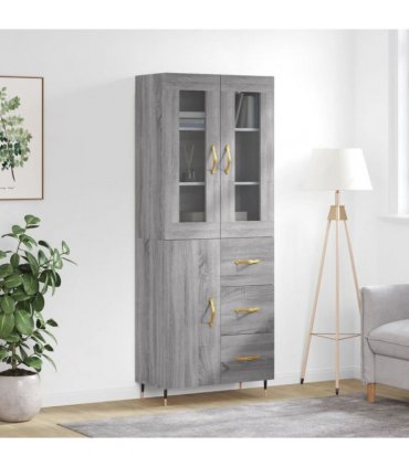 vidaXL Highboard Grey Sonoma 69,5x34x180 cm Engineered Wood