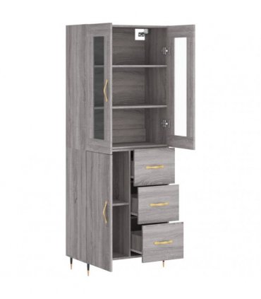 vidaXL Highboard Grey Sonoma 69,5x34x180 cm Engineered Wood