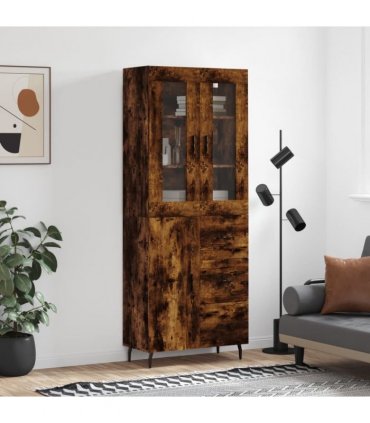 vidaXL Highboard Smoked Oak 69,5x34x180 cm Engineered Wood