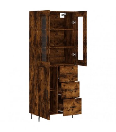 vidaXL Highboard Smoked Oak 69,5x34x180 cm Engineered Wood