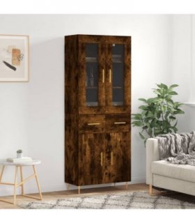 vidaXL Highboard Smoked Oak 69,5x34x180 cm Engineered Wood