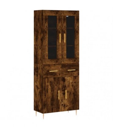 vidaXL Highboard Smoked Oak 69,5x34x180 cm Engineered Wood