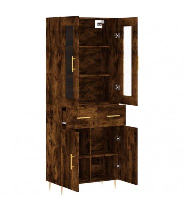 vidaXL Highboard Smoked Oak 69,5x34x180 cm Engineered Wood