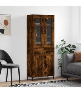 vidaXL Highboard Smoked Oak 69,5x34x180 cm Engineered Wood