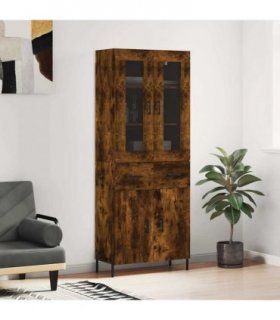 vidaXL Highboard Smoked Oak 69,5x34x180 cm Engineered Wood