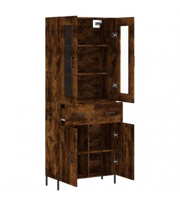 vidaXL Highboard Smoked Oak 69,5x34x180 cm Engineered Wood