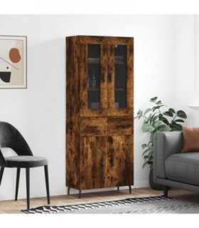 vidaXL Highboard Smoked Oak 69,5x34x180 cm Engineered Wood