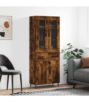 vidaXL Highboard Smoked Oak 69,5x34x180 cm Engineered Wood