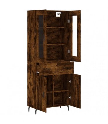 vidaXL Highboard Smoked Oak 69,5x34x180 cm Engineered Wood