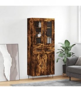 vidaXL Highboard Smoked Oak 69,5x34x180 cm Engineered Wood