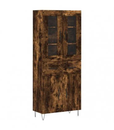vidaXL Highboard Smoked Oak 69,5x34x180 cm Engineered Wood