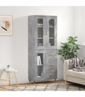 vidaXL Highboard Concrete Grey 69,5x34x180 cm Engineered Wood