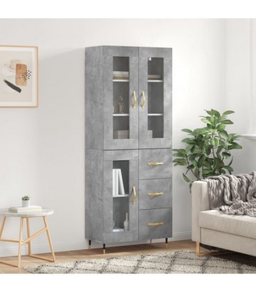vidaXL Highboard Concrete Grey 69,5x34x180 cm Engineered Wood