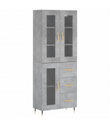 vidaXL Highboard Concrete Grey 69,5x34x180 cm Engineered Wood