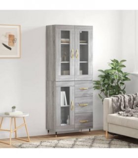 vidaXL Highboard Grey Sonoma 69,5x34x180 cm Engineered Wood