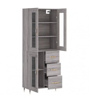 vidaXL Highboard Grey Sonoma 69,5x34x180 cm Engineered Wood