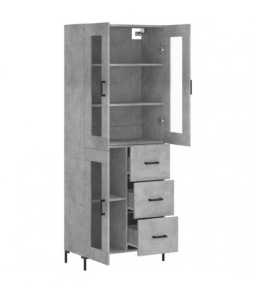 vidaXL Highboard Concrete Grey 69,5x34x180 cm Engineered Wood