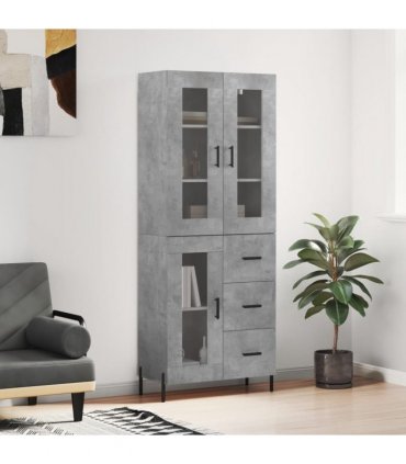 vidaXL Highboard Concrete Grey 69,5x34x180 cm Engineered Wood