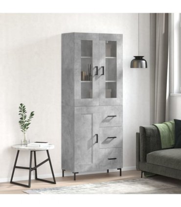vidaXL Highboard Concrete Grey 69,5x34x180 cm Engineered Wood