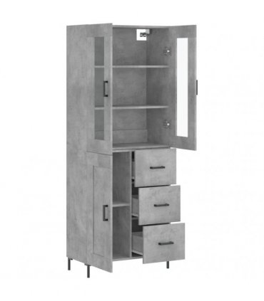 vidaXL Highboard Concrete Grey 69,5x34x180 cm Engineered Wood