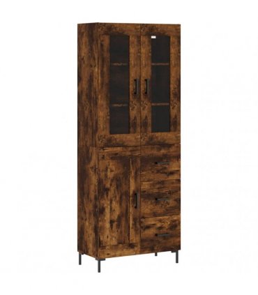 vidaXL Highboard Smoked Oak 69,5x34x180 cm Engineered Wood