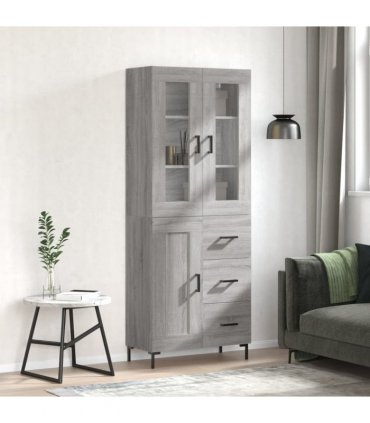 vidaXL Highboard Grey Sonoma 69,5x34x180 cm Engineered Wood