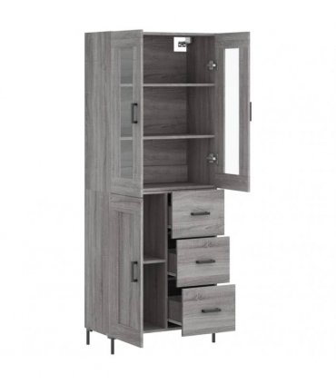 vidaXL Highboard Grey Sonoma 69,5x34x180 cm Engineered Wood
