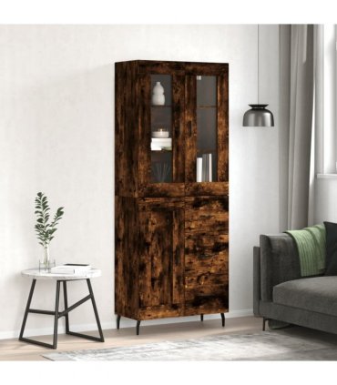 vidaXL Highboard Smoked Oak 69,5x34x180 cm Engineered Wood