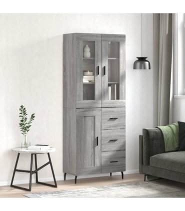 vidaXL Highboard Grey Sonoma 69,5x34x180 cm Engineered Wood