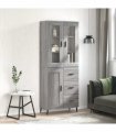 vidaXL Highboard Grey Sonoma 69,5x34x180 cm Engineered Wood