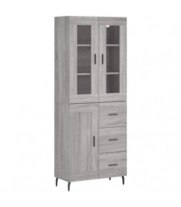 vidaXL Highboard Grey Sonoma 69,5x34x180 cm Engineered Wood