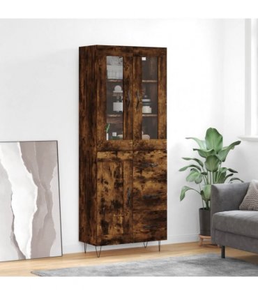 vidaXL Highboard Smoked Oak 69,5x34x180 cm Engineered Wood