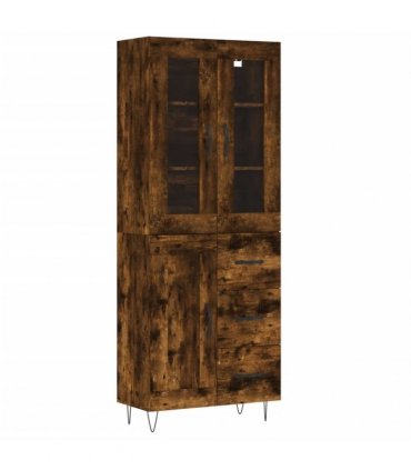vidaXL Highboard Smoked Oak 69,5x34x180 cm Engineered Wood