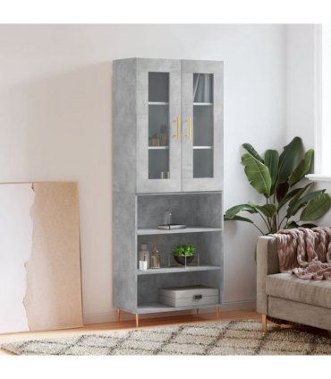 vidaXL Highboard Concrete Grey 69,5x34x180 cm Engineered Wood