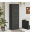 vidaXL Garden Storage Cabinet Black 59x40x180 cm Poly Rattan