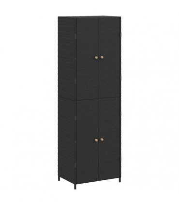vidaXL Garden Storage Cabinet Black 59x40x180 cm Poly Rattan