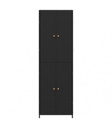vidaXL Garden Storage Cabinet Black 59x40x180 cm Poly Rattan