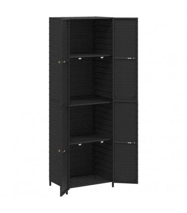 vidaXL Garden Storage Cabinet Black 59x40x180 cm Poly Rattan