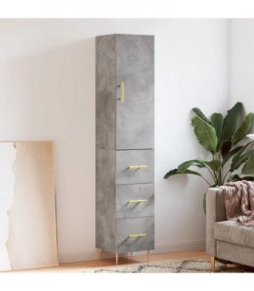 vidaXL Highboard Concrete Grey 34,5x34x180 cm Engineered Wood