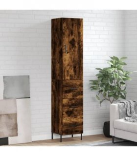 vidaXL Highboard Smoked Oak 34,5x34x180 cm Engineered Wood