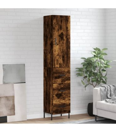 vidaXL Highboard Smoked Oak 34,5x34x180 cm Engineered Wood