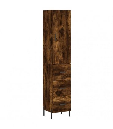 vidaXL Highboard Smoked Oak 34,5x34x180 cm Engineered Wood