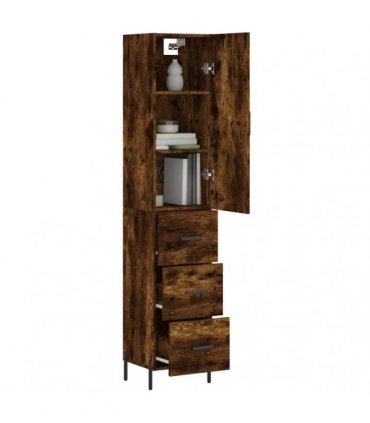 vidaXL Highboard Smoked Oak 34,5x34x180 cm Engineered Wood