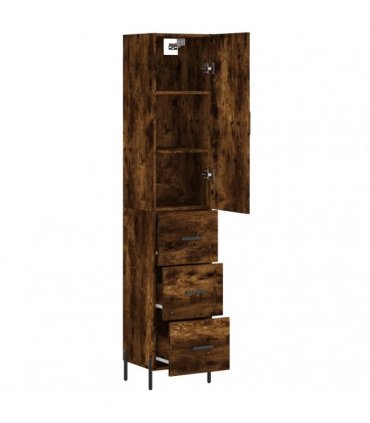 vidaXL Highboard Smoked Oak 34,5x34x180 cm Engineered Wood