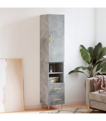 vidaXL Highboard Concrete Grey 34,5x34x180 cm Engineered Wood