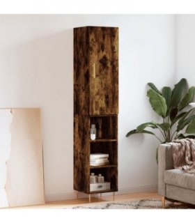vidaXL Highboard Smoked Oak 34,5x34x180 cm Engineered Wood