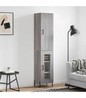 vidaXL Highboard Grey Sonoma 34,5x34x180 cm Engineered Wood