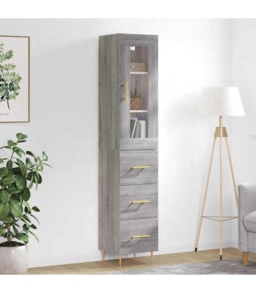 vidaXL Highboard Grey Sonoma 34,5x34x180 cm Engineered Wood