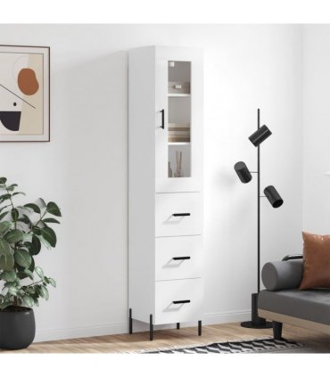 vidaXL Highboard White 34,5x34x180 cm Engineered Wood