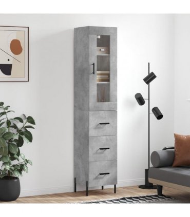 vidaXL Highboard Concrete Grey 34,5x34x180 cm Engineered Wood